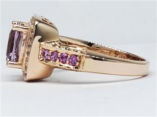 Le Vian 14K Solid Rose Gold Cushion Cut Amethyst Diamond Sapphire Ring Size 7